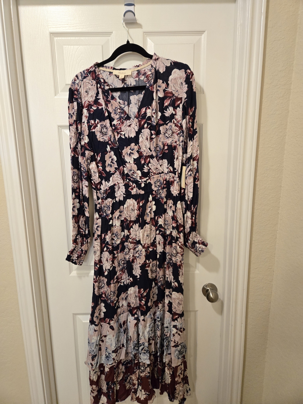 Westbound Navy Floral Maxi Dress with Blush Accents